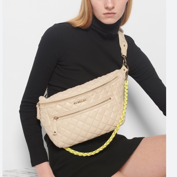 MZ WALLACE Crosby crossbody sling bag in quilted nylon and leather NEW RARE - Picture 2 of 15